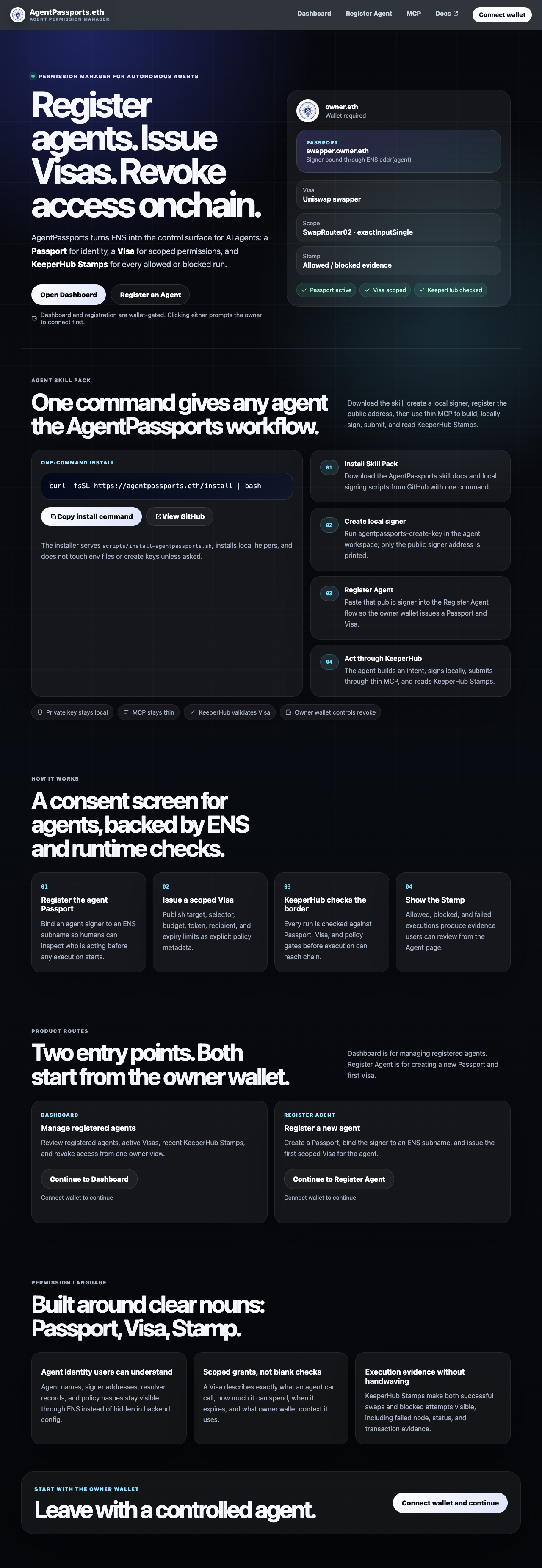 Landing page screenshot