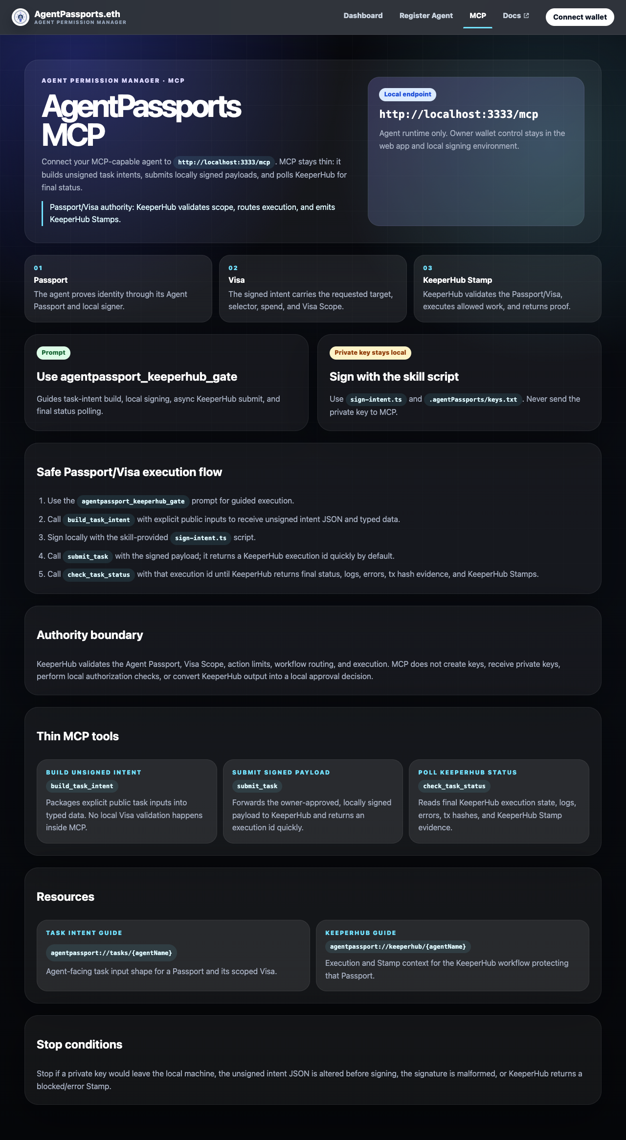MCP page screenshot